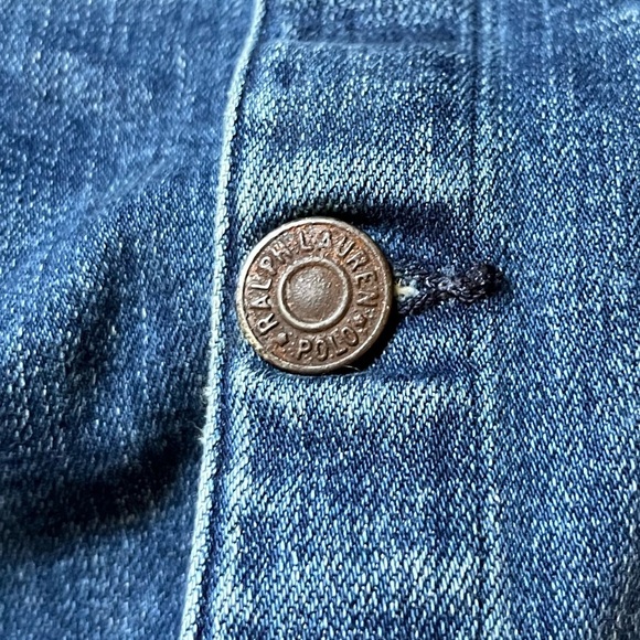 Vintage Polo Ralph Lauren Denim Midi Skirt Blue Button Front Size 12 - Picture 13 of 17